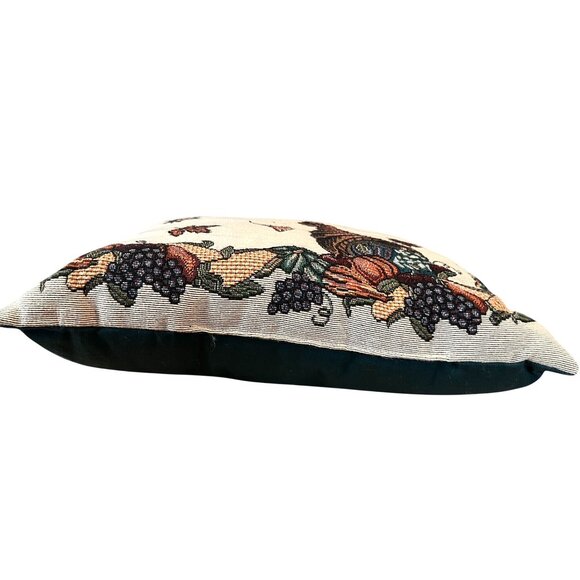 Fall Harvest Tapestry Throw Pillow Cornucopia & Leaves Design - Picture 2 of 7